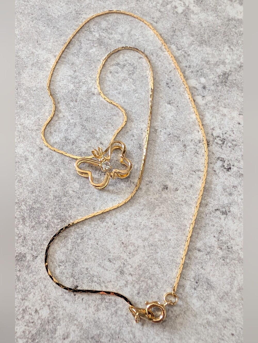 Gold Tone Cut Out 2D Butterfly Pendant Necklace